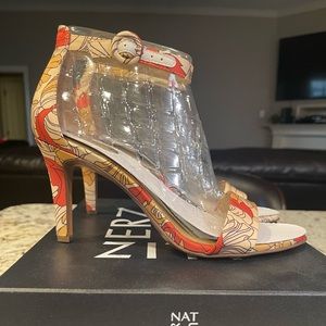 Naturalizer Kinsley, Papaya Print Ankle Strap, Dress Sandal Heels